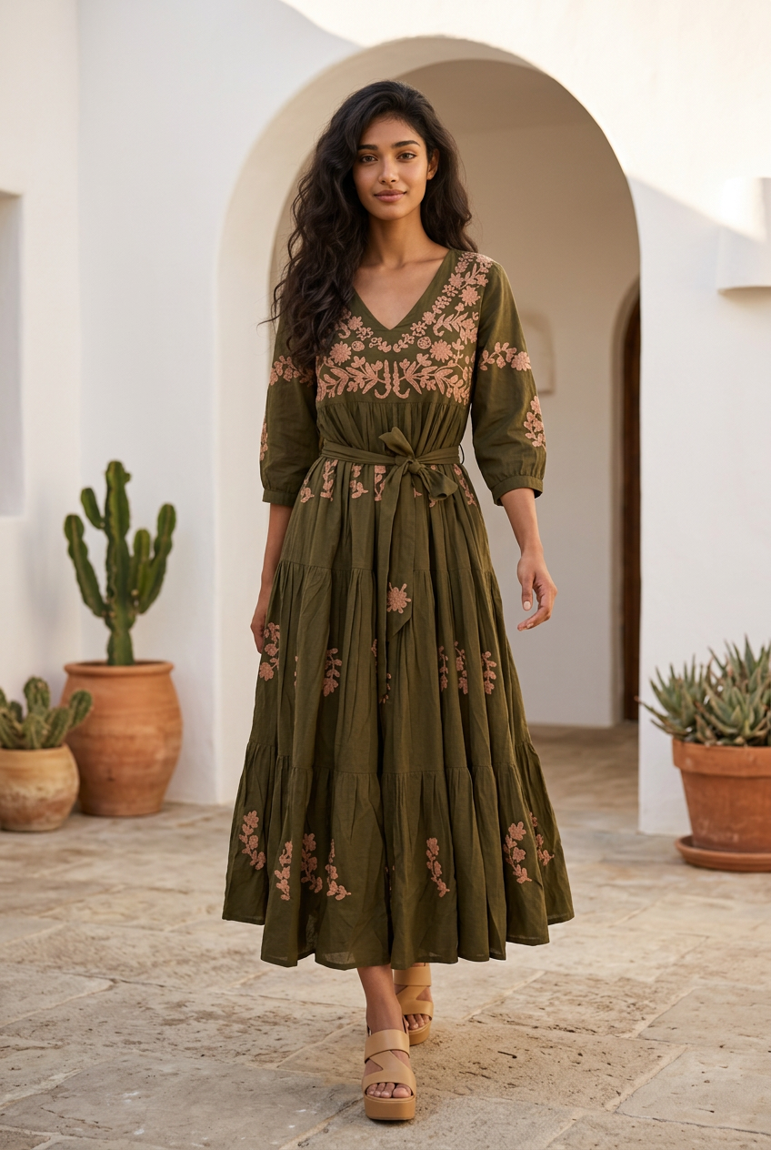 Valeria Dress embroidered