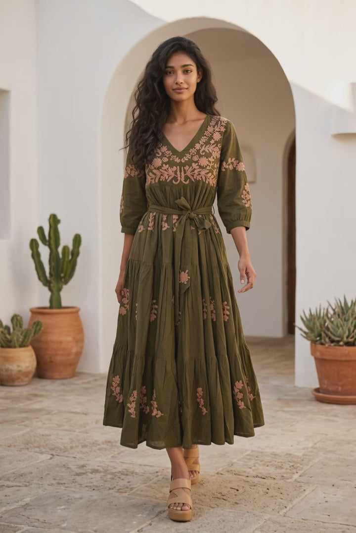 Valeria Dress embroidered